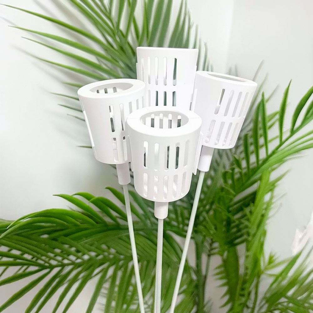 Plant Support Stake - ขาตั้งพลาสติกสำหรับวางต้นไม้อวบน้ำ อุปกรณ์ทำสวน DIY สำหรับจัดทรงช่อดอกไม้และจัดแสดงต้นไม้ สีเขียว ขาว