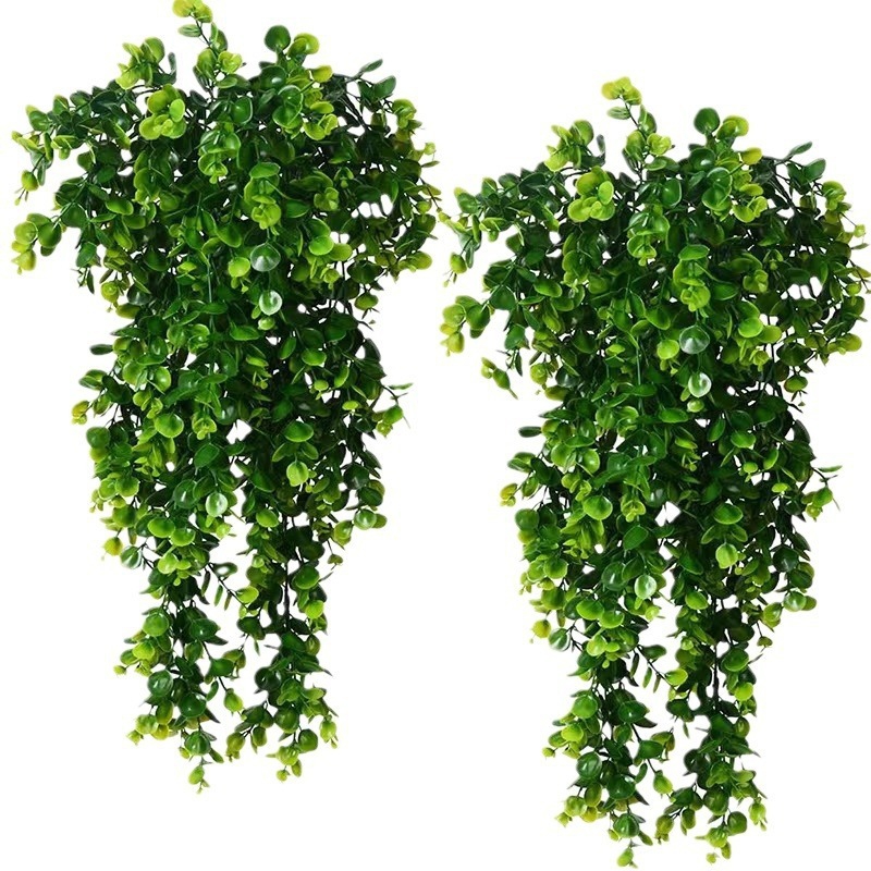 Snake Plant - 1 ชิ้นประดิษฐ์ 5 ส้อมหวายยูคาลิปตัสแขวนผนังจําลอง Greenery ปลอมแขวนพืช
