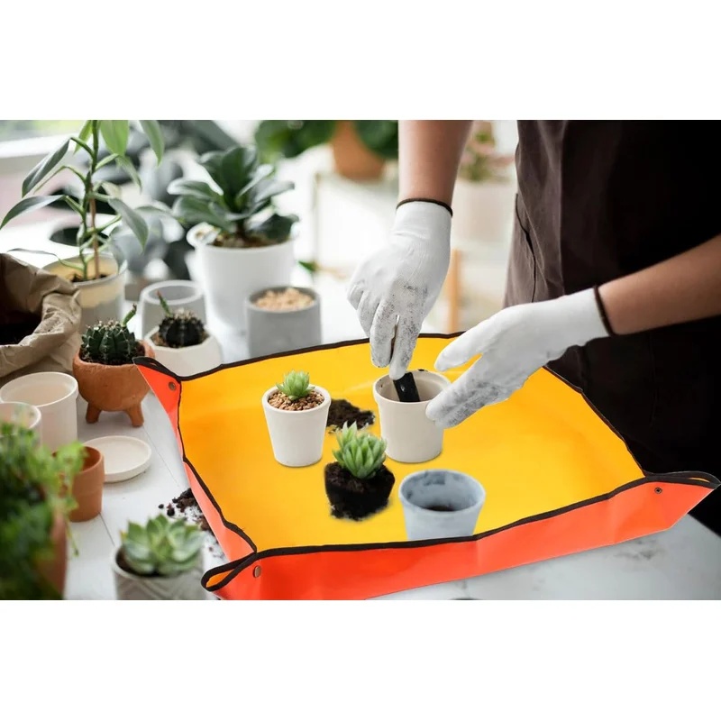 Repotting Mat - แผ่นรองสำหรับเปลี่ยนกระถางต้นไม้ขนาดใหญ่ พับเก็บได้ กันน้ำ ใช้สำหรับงานปลูกต้นไม้ในสวน แผ่นรองสำหรับงานที่ทนต่อการปนเปื้อนของดิน เหมาะสำหรับการย้ายปลูกต้นไม้ในบ้าน